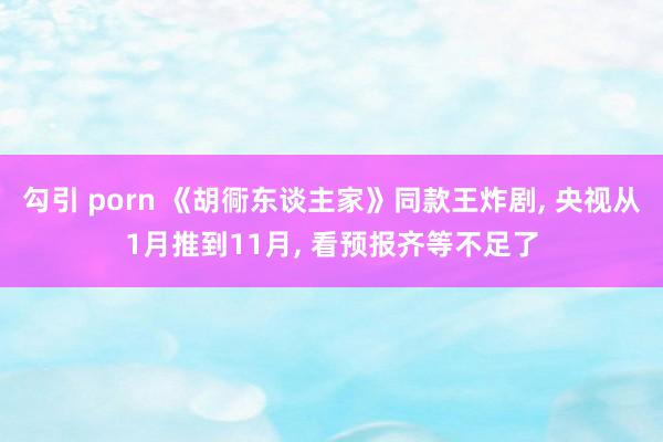 勾引 porn 《胡衕东谈主家》同款王炸剧， 央视从1月推到11月， 看预报齐等不足了