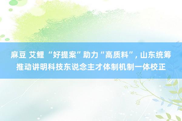 麻豆 艾鲤 “好提案”助力“高质料”， 山东统筹推动讲明科技东说念主才体制机制一体校正