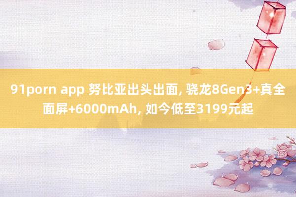 91porn app 努比亚出头出面， 骁龙8Gen3+真全面屏+6000mAh， 如今低至3199元起
